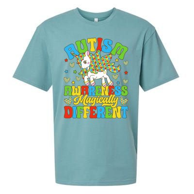 Magically Different Dabbing Unicorn Autism Awareness Puzzle Gift Sueded Cloud Jersey T-Shirt