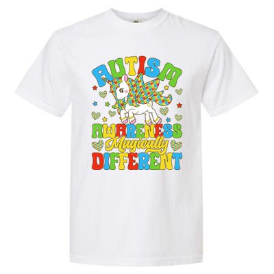 Magically Different Dabbing Unicorn Autism Awareness Puzzle Gift Garment-Dyed Heavyweight T-Shirt