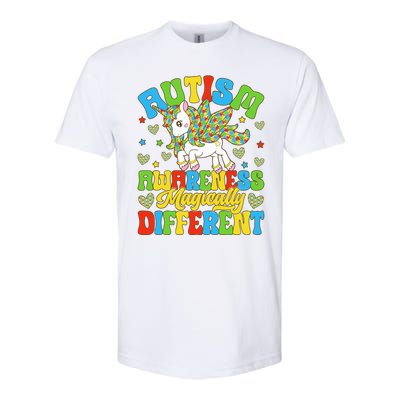 Magically Different Dabbing Unicorn Autism Awareness Puzzle Gift Softstyle CVC T-Shirt