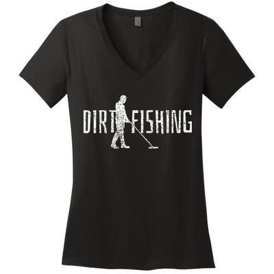 Metal Detecting Detector Detection Fishing Women's V-Neck T-Shirt