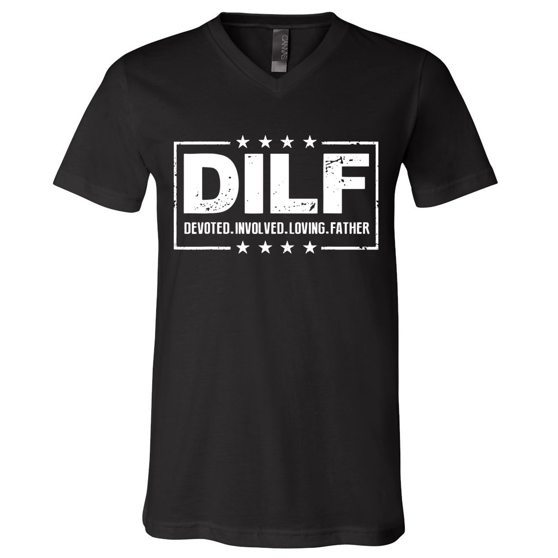 Mens DILF Devoted Involved Loving Father Dad Papa V-Neck T-Shirt