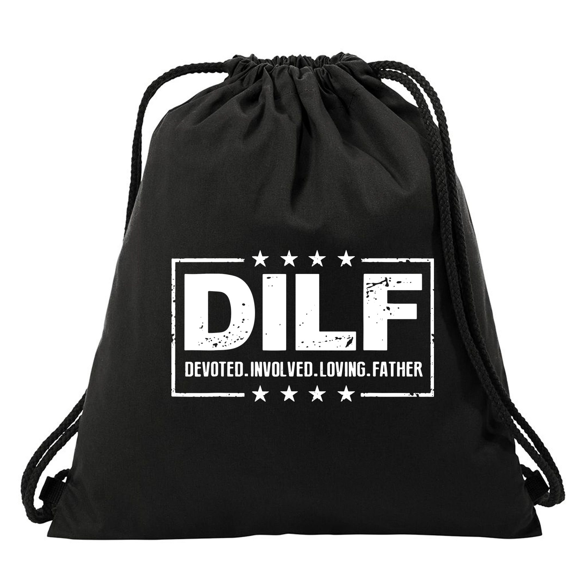 Mens DILF Devoted Involved Loving Father Dad Papa Drawstring Bag