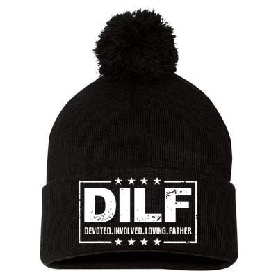 Mens DILF Devoted Involved Loving Father Dad Papa Pom Pom 12in Knit Beanie