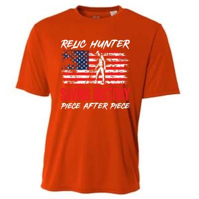 Metal Detecting Detector Relic Hunter American Flag Gift Cooling Performance Crew T-Shirt