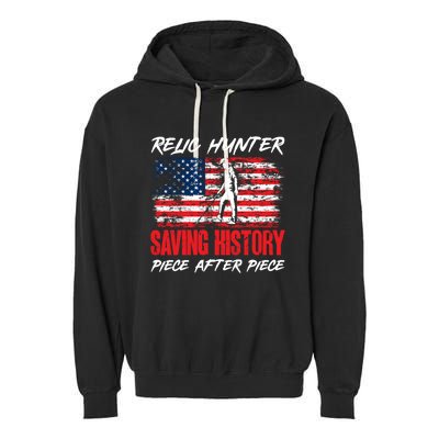 Metal Detecting Detector Relic Hunter American Flag Gift Garment-Dyed Fleece Hoodie