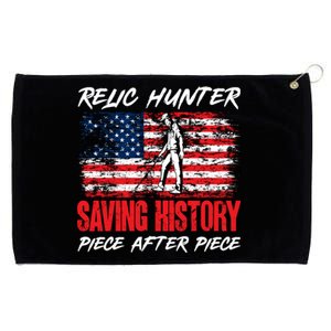 Metal Detecting Detector Relic Hunter American Flag Gift Grommeted Golf Towel