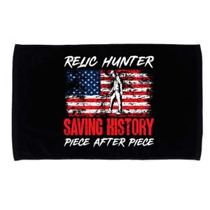 Metal Detecting Detector Relic Hunter American Flag Gift Microfiber Hand Towel