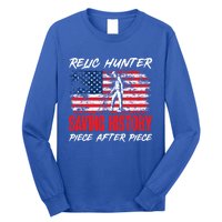 Metal Detecting Detector Relic Hunter American Flag Gift Long Sleeve Shirt