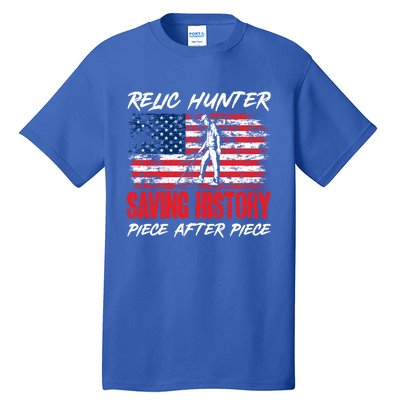 Metal Detecting Detector Relic Hunter American Flag Gift Tall T-Shirt