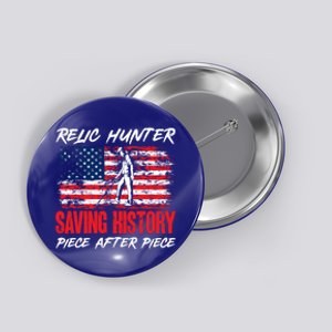 Metal Detecting Detector Relic Hunter American Flag Gift Button