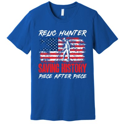 Metal Detecting Detector Relic Hunter American Flag Gift Premium T-Shirt