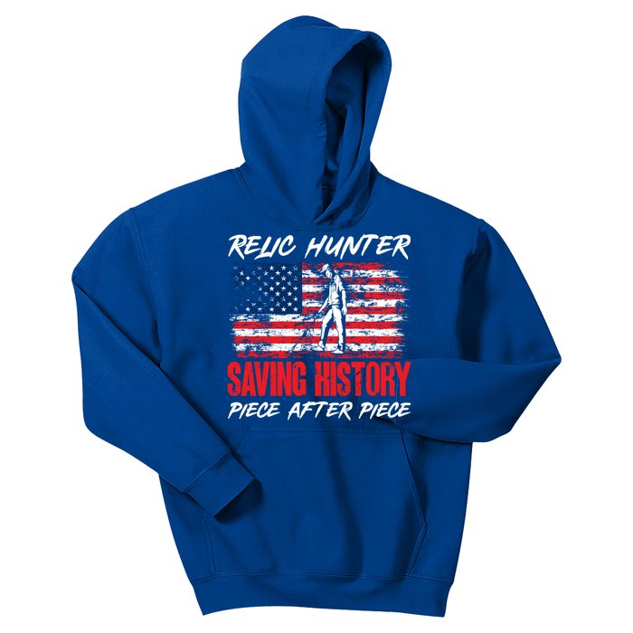 Metal Detecting Detector Relic Hunter American Flag Gift Kids Hoodie