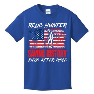 Metal Detecting Detector Relic Hunter American Flag Gift Kids T-Shirt