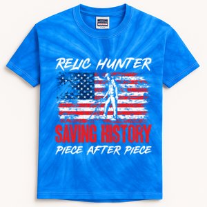 Metal Detecting Detector Relic Hunter American Flag Gift Kids Tie-Dye T-Shirt