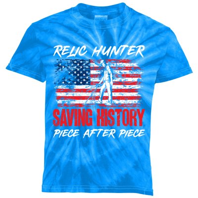 Metal Detecting Detector Relic Hunter American Flag Gift Kids Tie-Dye T-Shirt