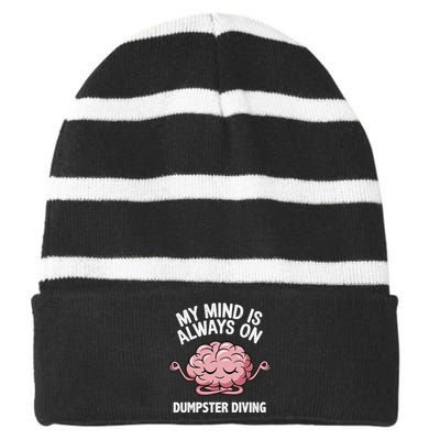 Mindful Dumpster Diving Zen Recycling Humor Eco Friendly Striped Beanie with Solid Band