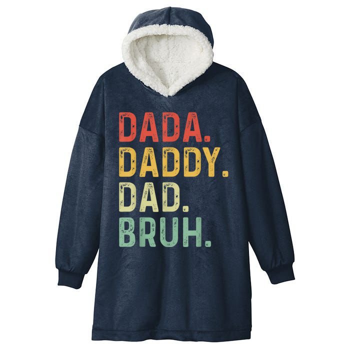 Men Dada Daddy Dad Bruh Fathers Day Vintage Funny Father Hooded Wearable Blanket