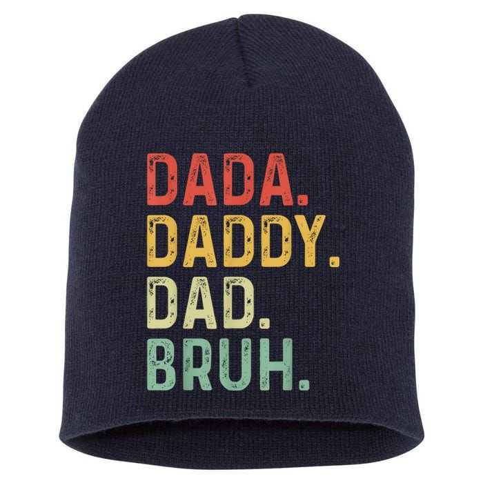 Men Dada Daddy Dad Bruh Fathers Day Vintage Funny Father Short Acrylic Beanie