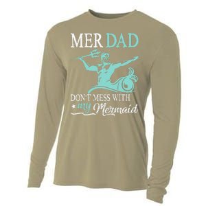 Mer Dad Dont Mess With My Mermaid Son Daughter Papa Father Cooling Performance Long Sleeve Crew