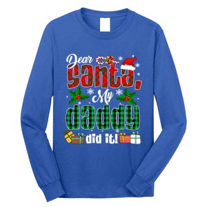 My Daddy Did It Christmas Red Plaid Santa Hat Funny Family Meaningful Gift Long Sleeve Shirt