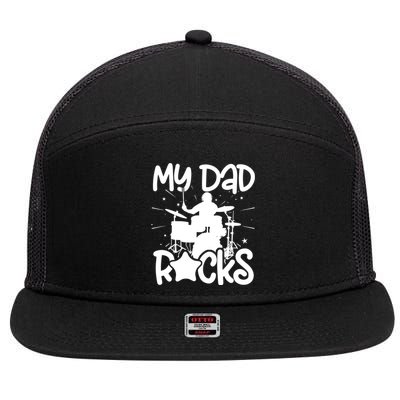 My Dad Drummer Drumming Drums Musician Rock Band Metal Meaningful Gift 7 Panel Mesh Trucker Snapback Hat