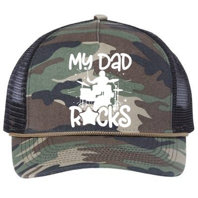 My Dad Drummer Drumming Drums Musician Rock Band Metal Meaningful Gift Retro Rope Trucker Hat Cap