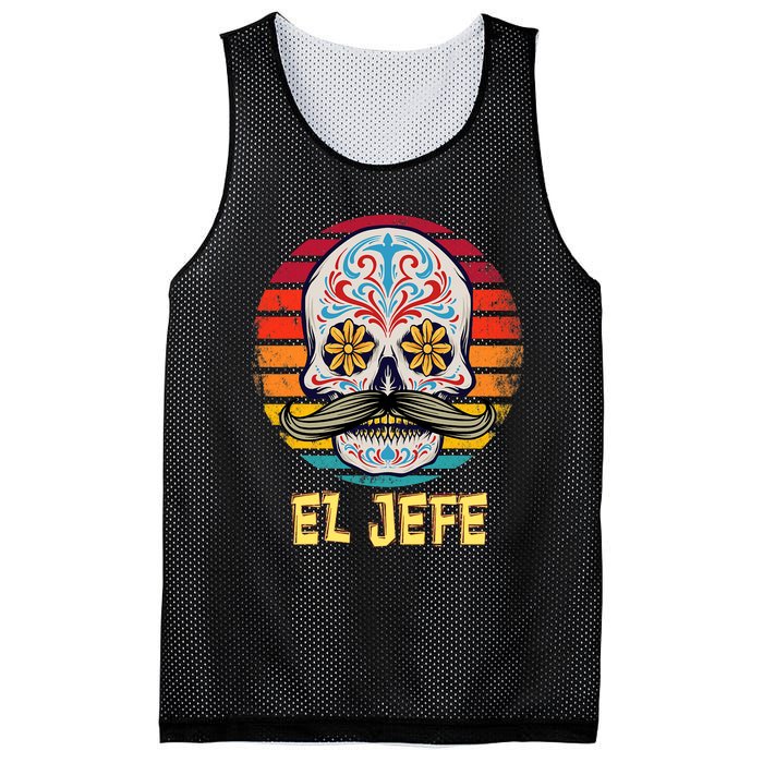 Mexican Dia De Los Muertos Day Of Dead El Jefe Mesh Reversible Basketball Jersey Tank