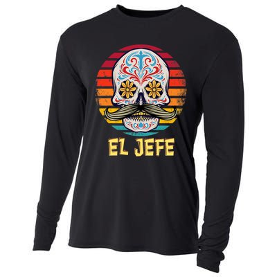 Mexican Dia De Los Muertos Day Of Dead El Jefe Cooling Performance Long Sleeve Crew