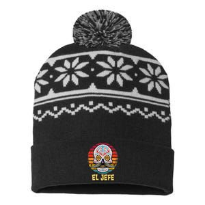 Mexican Dia De Los Muertos Day Of Dead El Jefe USA-Made Snowflake Beanie