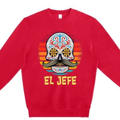 Mexican Dia De Los Muertos Day Of Dead El Jefe Premium Crewneck Sweatshirt