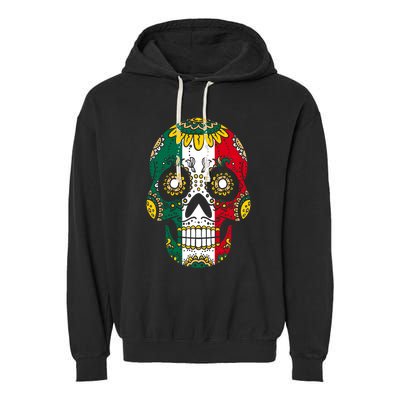 Mexican Dia De Los Muertos Day Costume Sugar Skull Flowers Garment-Dyed Fleece Hoodie