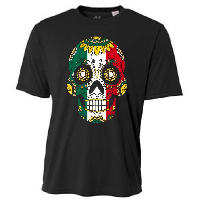 Mexican Dia De Los Muertos Day Costume Sugar Skull Flowers Cooling Performance Crew T-Shirt