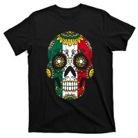 Mexican Dia De Los Muertos Day Costume Sugar Skull Flowers T-Shirt