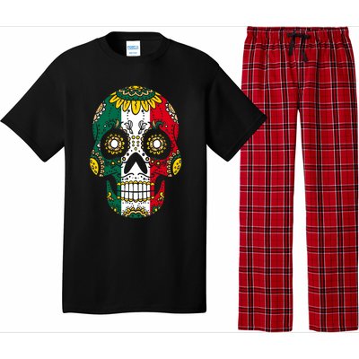 Mexican Dia De Los Muertos Day Costume Sugar Skull Flowers Pajama Set