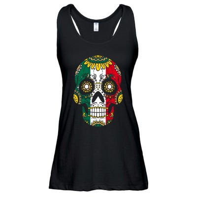 Mexican Dia De Los Muertos Day Costume Sugar Skull Flowers Ladies Essential Flowy Tank