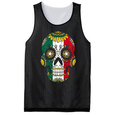 Mexican Dia De Los Muertos Day Costume Sugar Skull Flowers Mesh Reversible Basketball Jersey Tank