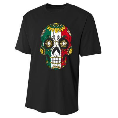 Mexican Dia De Los Muertos Day Costume Sugar Skull Flowers Performance Sprint T-Shirt