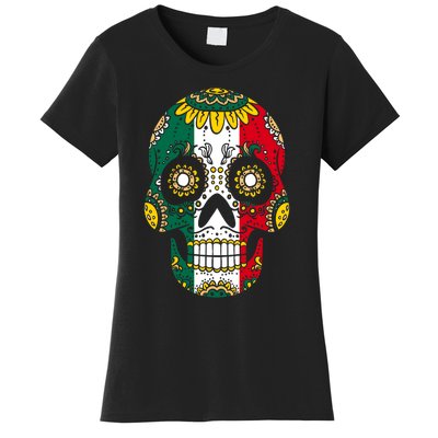 Mexican Dia De Los Muertos Day Costume Sugar Skull Flowers Women's T-Shirt