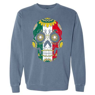 Mexican Dia De Los Muertos Day Costume Sugar Skull Flowers Garment-Dyed Sweatshirt