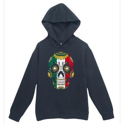 Mexican Dia De Los Muertos Day Costume Sugar Skull Flowers Urban Pullover Hoodie