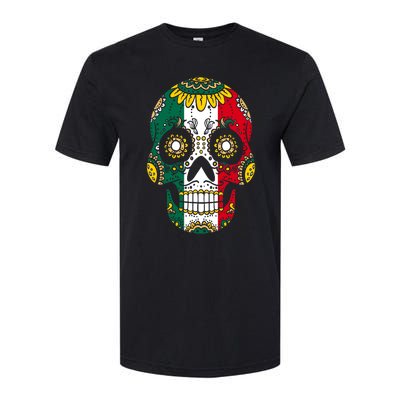 Mexican Dia De Los Muertos Day Costume Sugar Skull Flowers Softstyle CVC T-Shirt