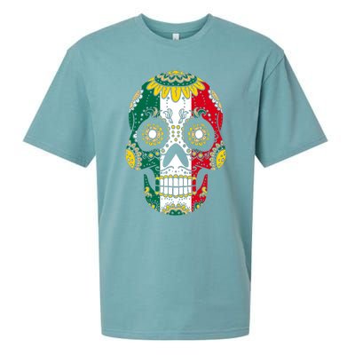 Mexican Dia De Los Muertos Day Costume Sugar Skull Flowers Sueded Cloud Jersey T-Shirt