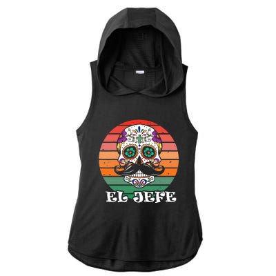 Mexican Dia De Los Muertos Day Of The Dead El Jefe Ladies PosiCharge Tri-Blend Wicking Draft Hoodie Tank