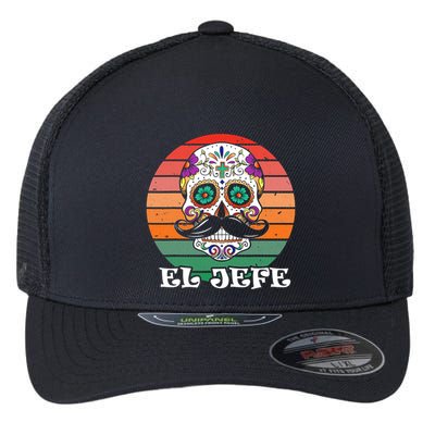 Mexican Dia De Los Muertos Day Of The Dead El Jefe Flexfit Unipanel Trucker Cap