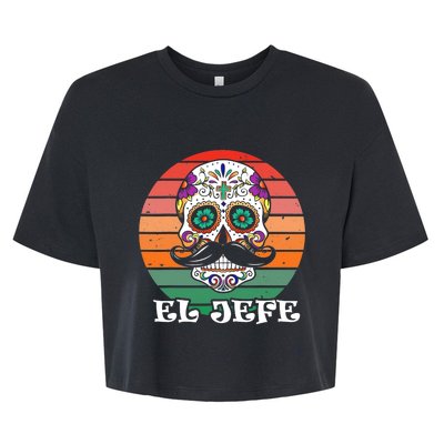 Mexican Dia De Los Muertos Day Of The Dead El Jefe Bella+Canvas Jersey Crop Tee