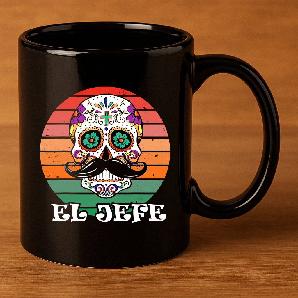 Mexican Dia De Los Muertos Day Of The Dead El Jefe 11oz C Handle Ceramic Mug