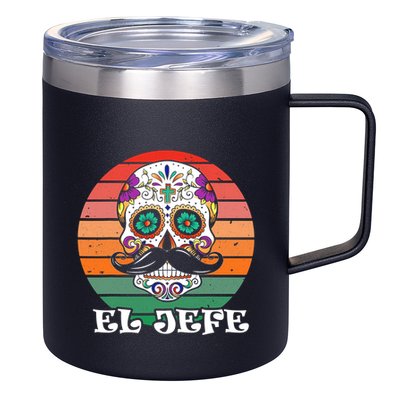 Mexican Dia De Los Muertos Day Of The Dead El Jefe 12oz Stainless Steel Coffee Mug