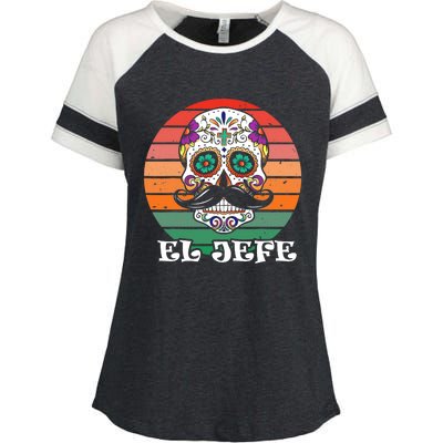 Mexican Dia De Los Muertos Day Of The Dead El Jefe Enza Ladies Jersey Colorblock Tee