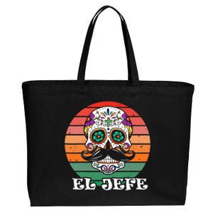 Mexican Dia De Los Muertos Day Of The Dead El Jefe Cotton Canvas Jumbo Tote