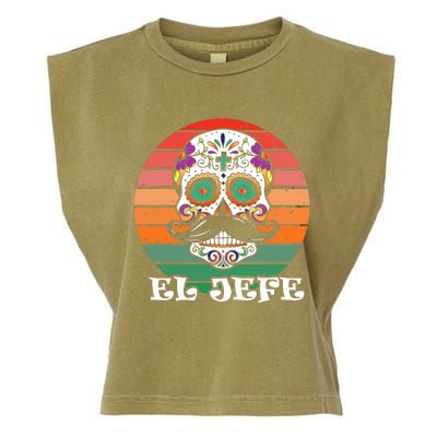 Mexican Dia De Los Muertos Day Of The Dead El Jefe Garment-Dyed Women's Muscle Tee